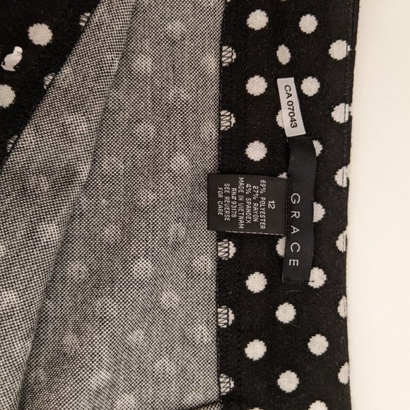 Grace Black and White Polka Don Pencil Skirt. Length: 25" - Picture 6 of 9